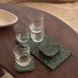 Coaster marble - organic - green set of 4 pieces - 10x10x1cm