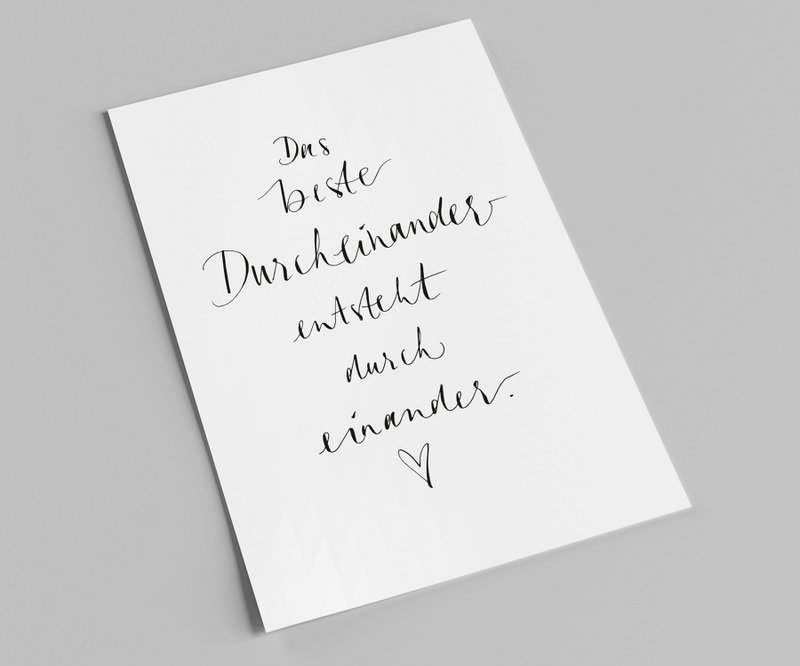 lettering card | The best mess comes from each other | Love card with saying | postcard