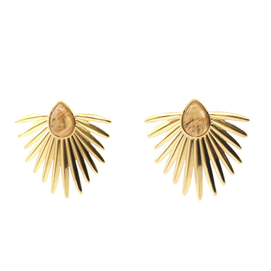 Stalen bungelende cabochon drop radius oorbellen
