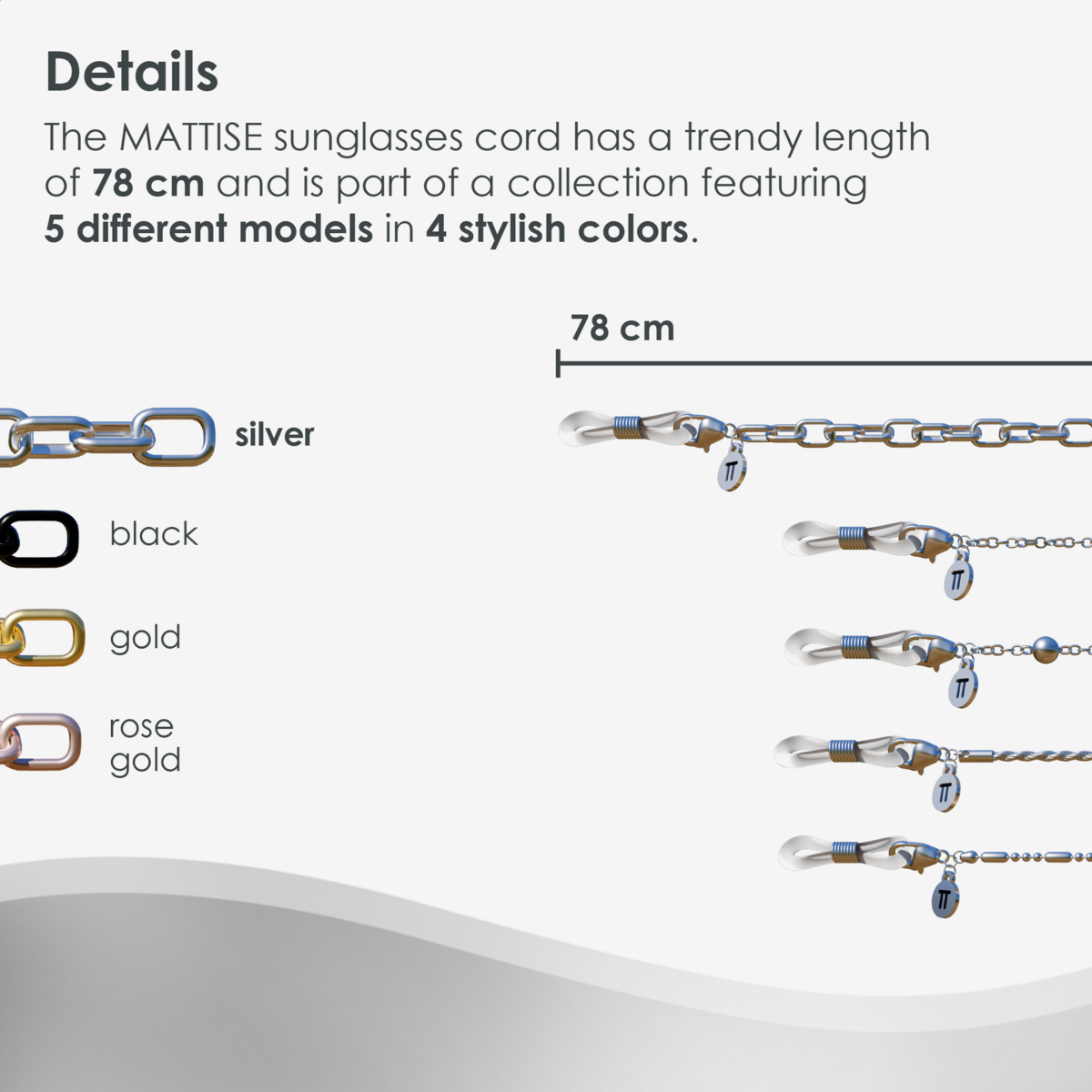 Glasses Cord Links Silver — 100% Stainless Steel & Unisex Eyewear Cords for Women and Men — Glasses Chain with Extra Loops — Brillenkoord Brillenband Brillenkette Cordon de Lunettes Cordón Para Gafas