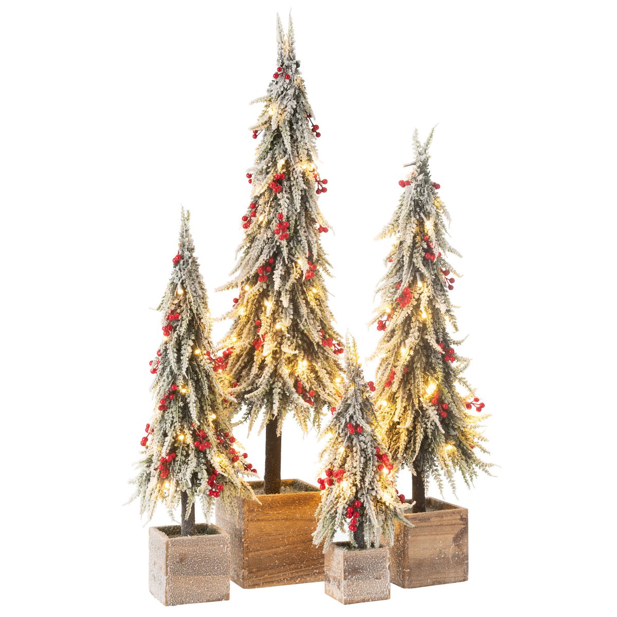J-Line decoratie kerstboom Sneeuw - kunststof - groen/rood - XL - LED
