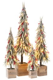 Decorazione albero di Natale J-Line Neve - plastica - verde/rosso - XL - LED