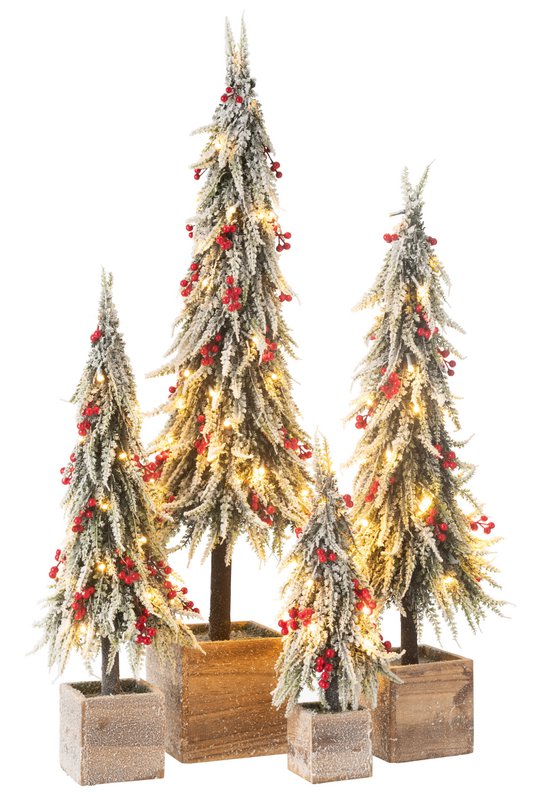 Decorazione albero di Natale J-Line Neve - plastica - verde/rosso - XL - LED