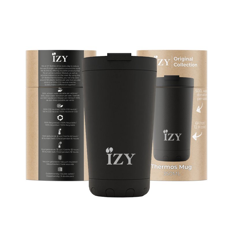 IZY - Originalt isoleret krus - mat sort - 350ml