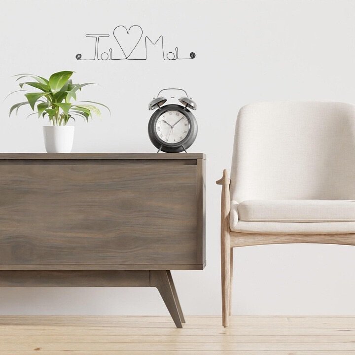 Décoration Murale en Fil de Fer "Toi ♥︎ Moi" - à punaiser - Bijoux de Mur -Saint Valentin/Cadeau Couple