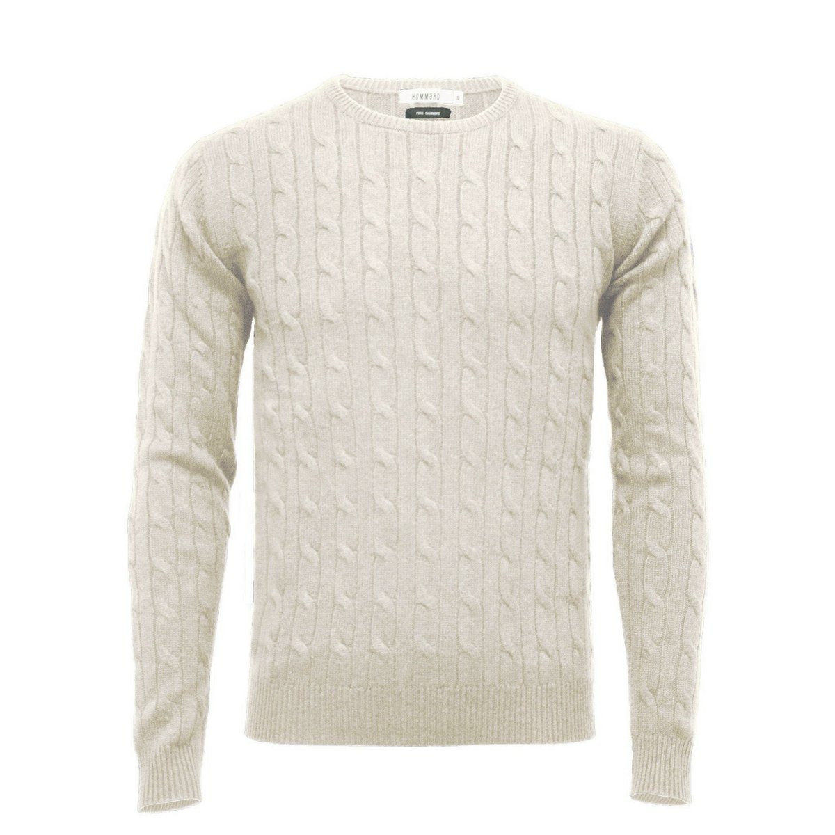 Maglione a trecce girocollo in cashmere bianco lana