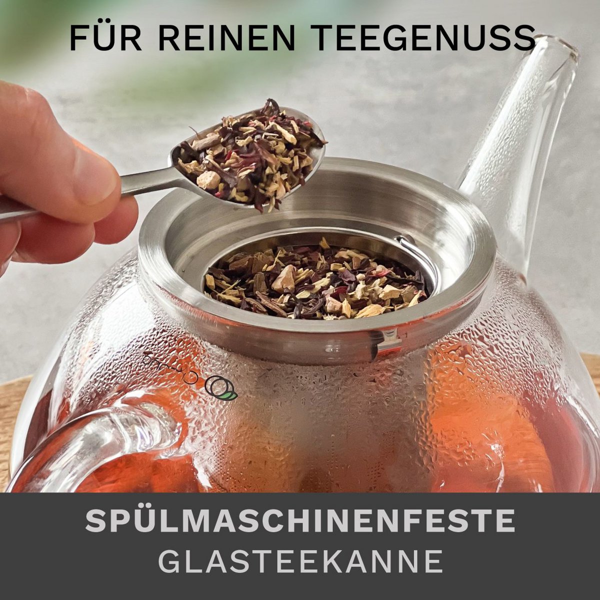 Creano Glas-Teekanne 1,6l mit Edelstahl-Sieb