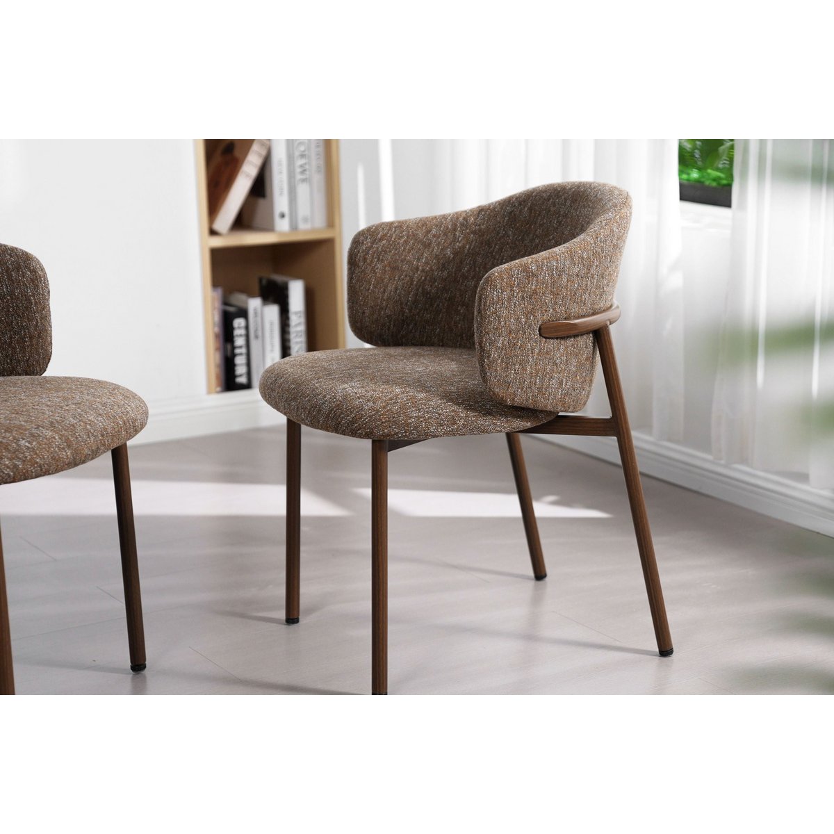 Jenna Dining Chair - Brown - Walnut Legs