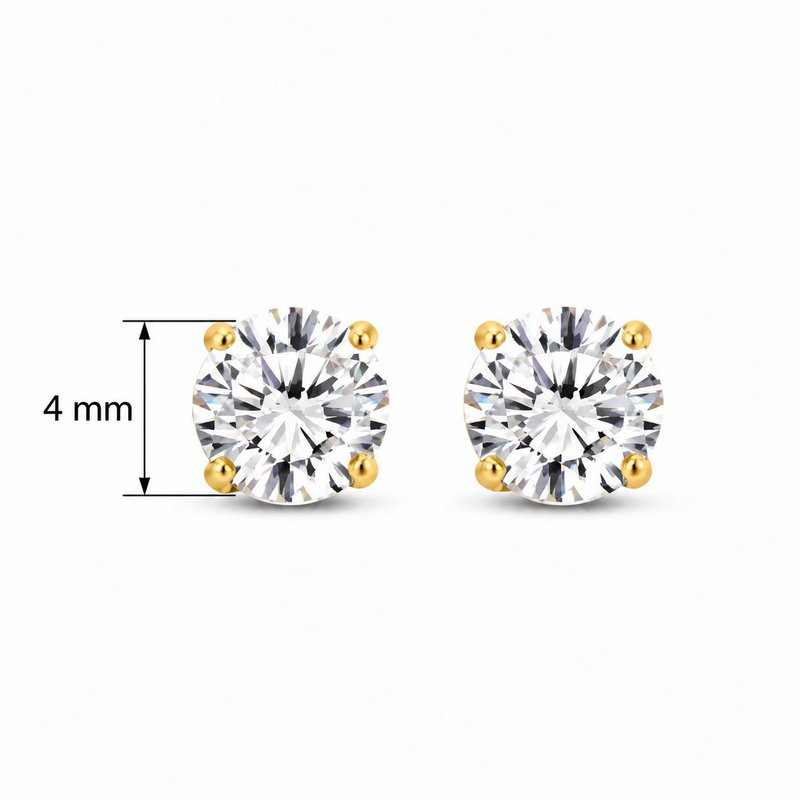 New Bling 9NBG-0005 – 14-karatowe złote kolczyki damskie – Kolczyki sztyfty z cyrkoniami 4 mm – Prezent