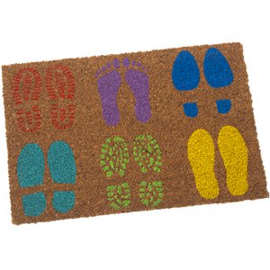 COCONUT FIBER DOORMAT 40X60CM NATURAL FOOTPRINTS+COLORS 40X60X2CM ST63298