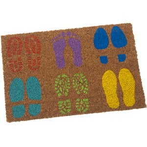 COCONUT FIBER DOORMAT 40X60CM NATURAL FOOTPRINTS+COLORS 40X60X2CM ST63298