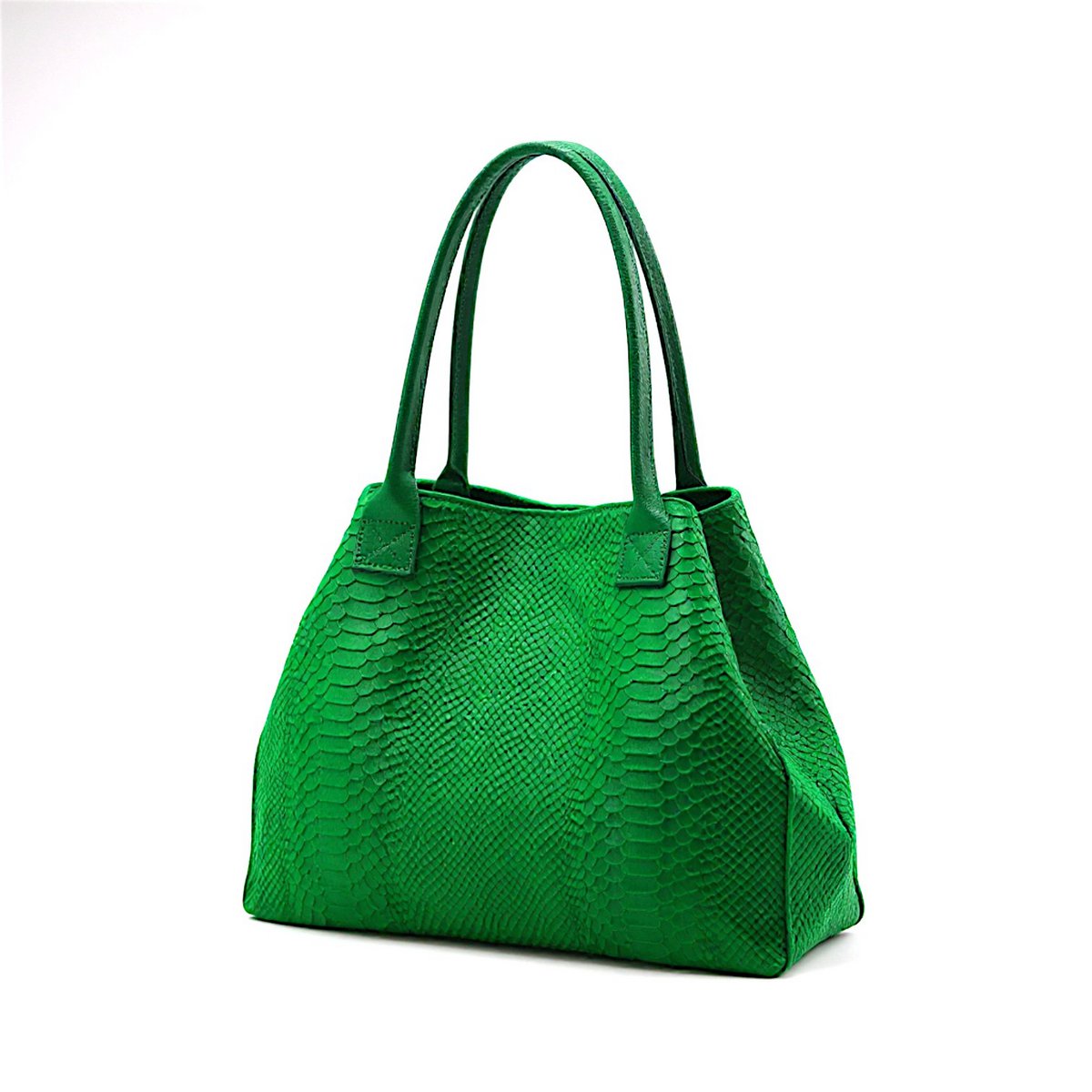 LOLA – Italian python-embossed leather bag – Green