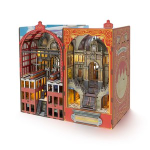 Bouwpakket 3D DIY Boekensteun Booknook Railway Cathedral met LED lichtsensor