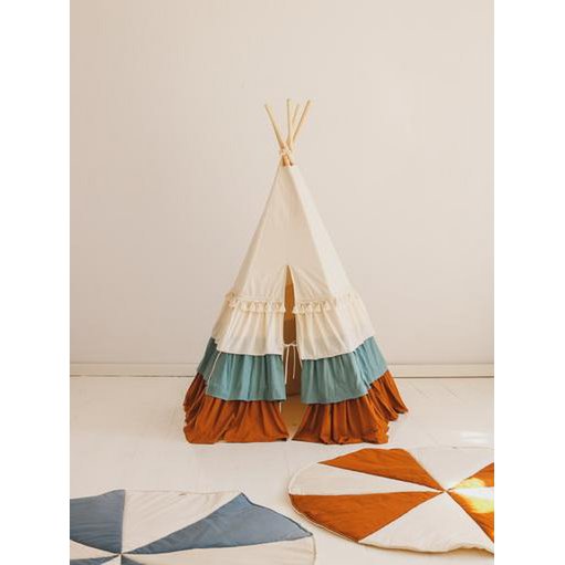"Blue Candy" rund patchworkmåtte
