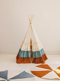 "Blue Candy" rund patchworkmåtte