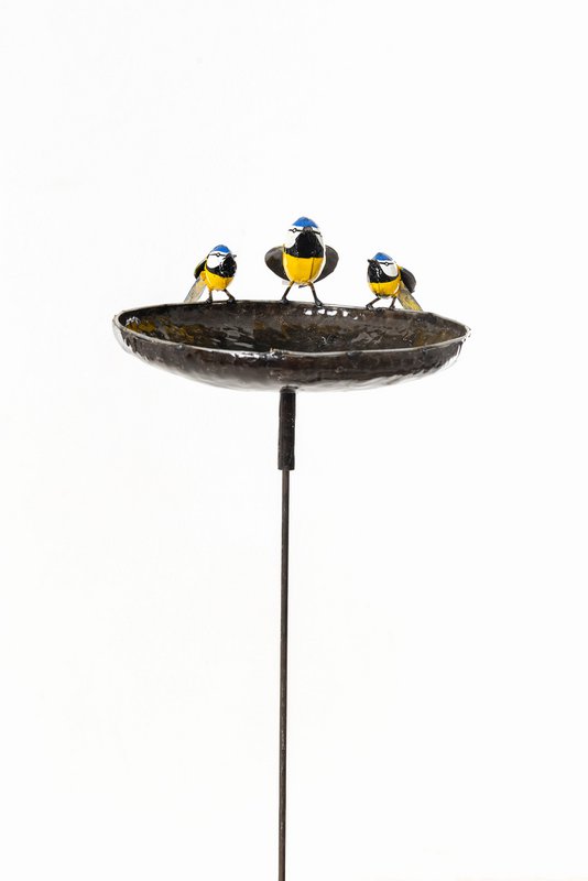 GRAND BOL À Mésanges bleues en métal, mangeoire à oiseaux sur bâton