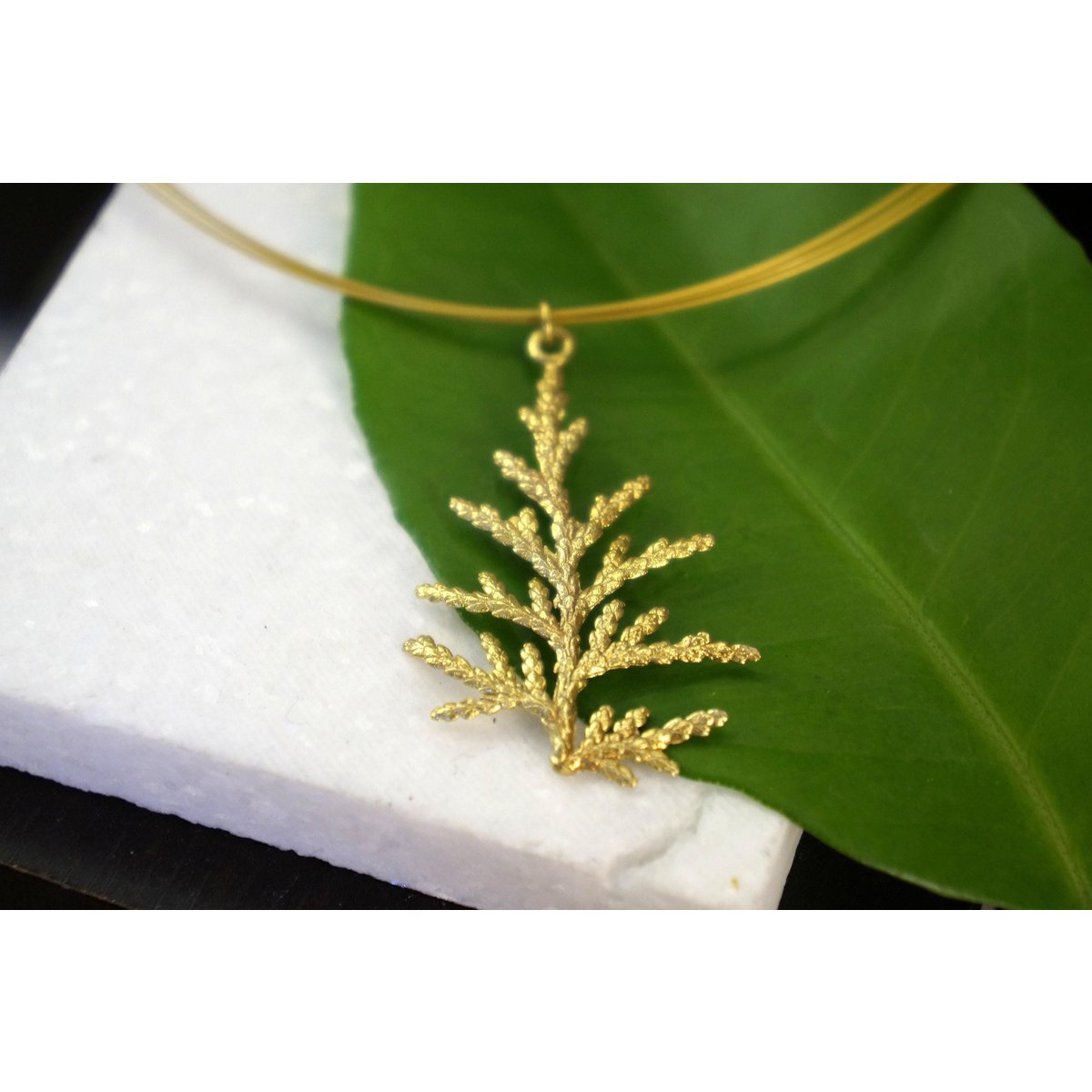 Cypress Leaf-ketting: verguld, delicaat natuurontwerp - milieuvriendelijk