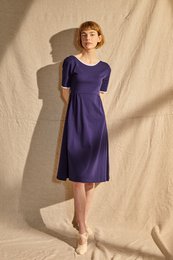 Enea jurk in violetblauw met witte bies voor dames