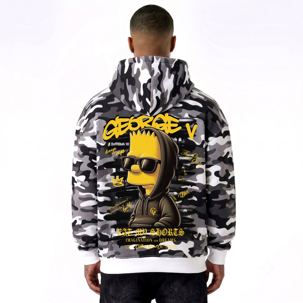 Sweat à capuche imprimé Bart Noir