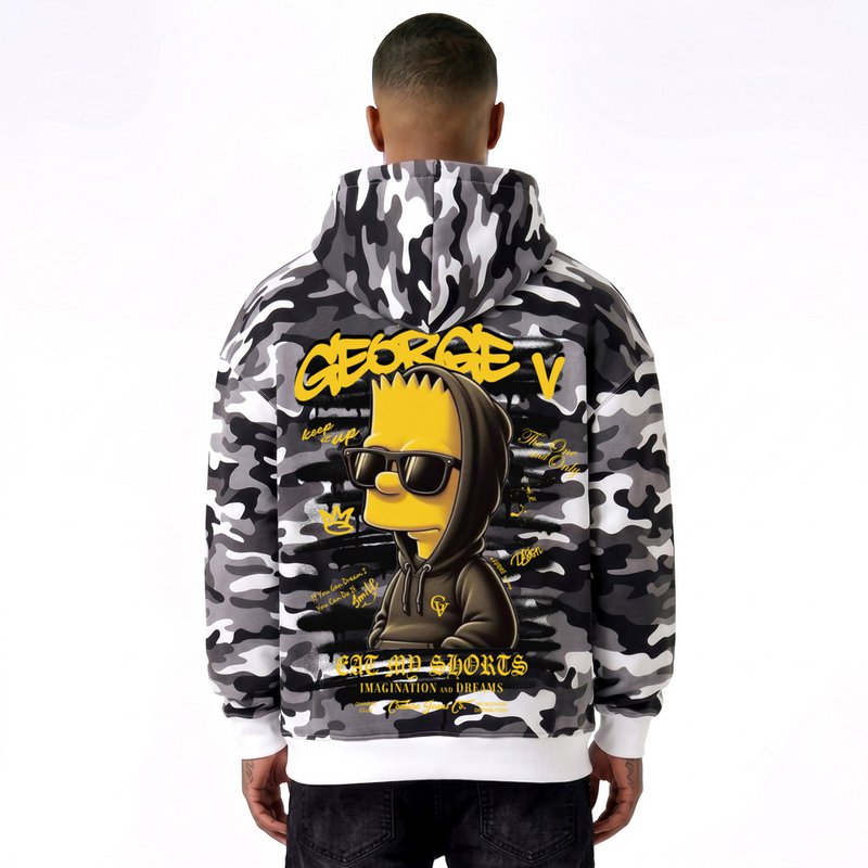 Sweat à capuche imprimé Bart Noir