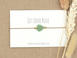 Armband love aventurijn goud,zilver RVS