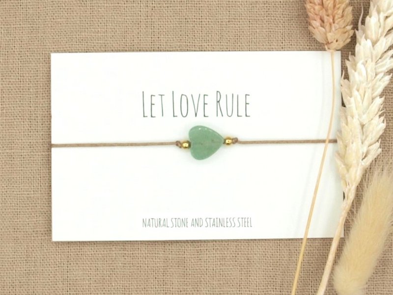 Armband love aventurijn goud,zilver RVS