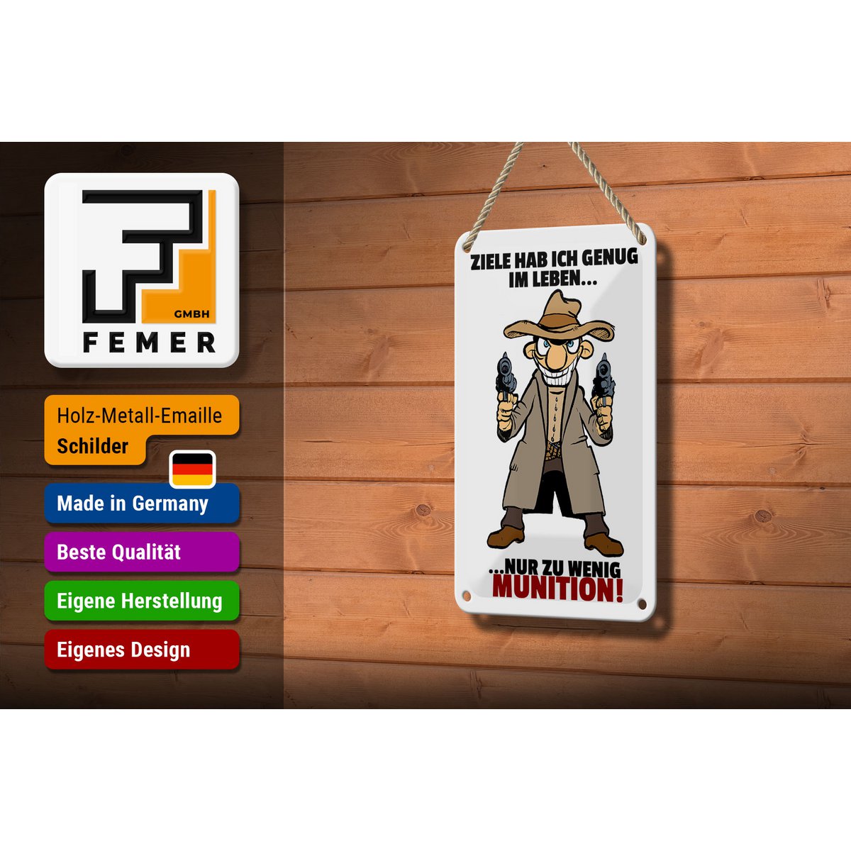 Tin sign saying 12x18cm Target enough just too little ammunition sign
