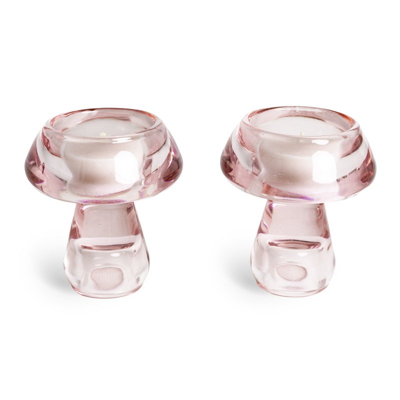 LOT DE 2 BOUGIES CHAMPIGNONS ROSE HF