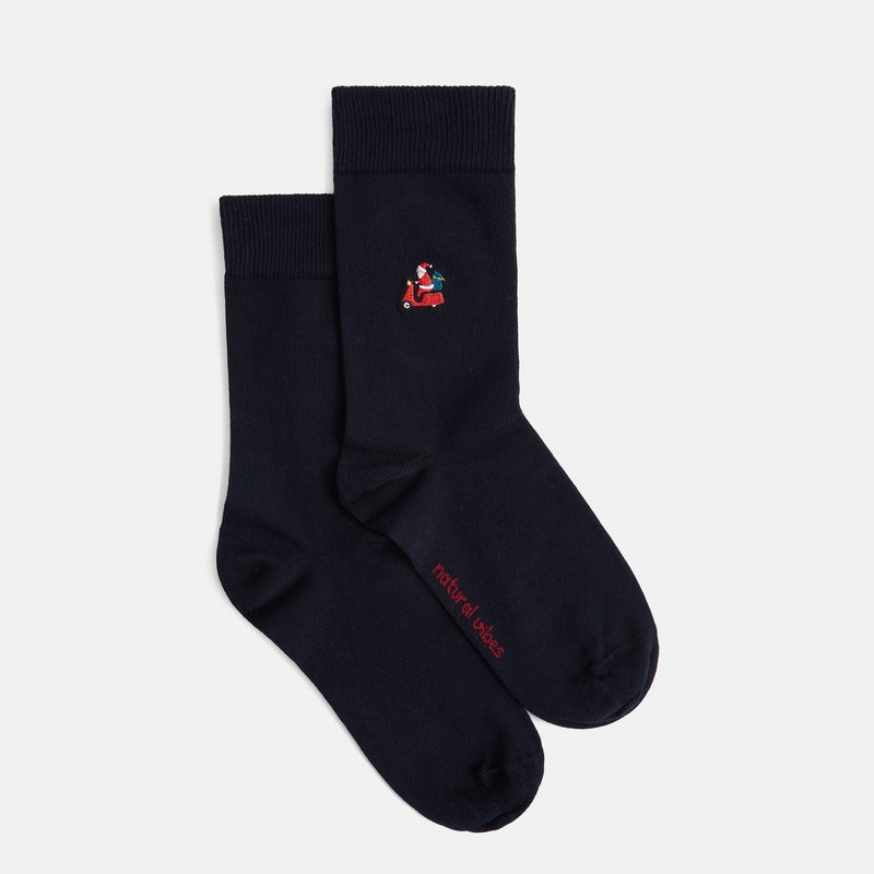 Bio Socken Santa Vespa - Schwarze Socken mit Weihnachtsmann, Xmas