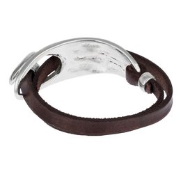 GD-Armband aus Silber und Leder, doppelt gewickelt, braunes Zamak
