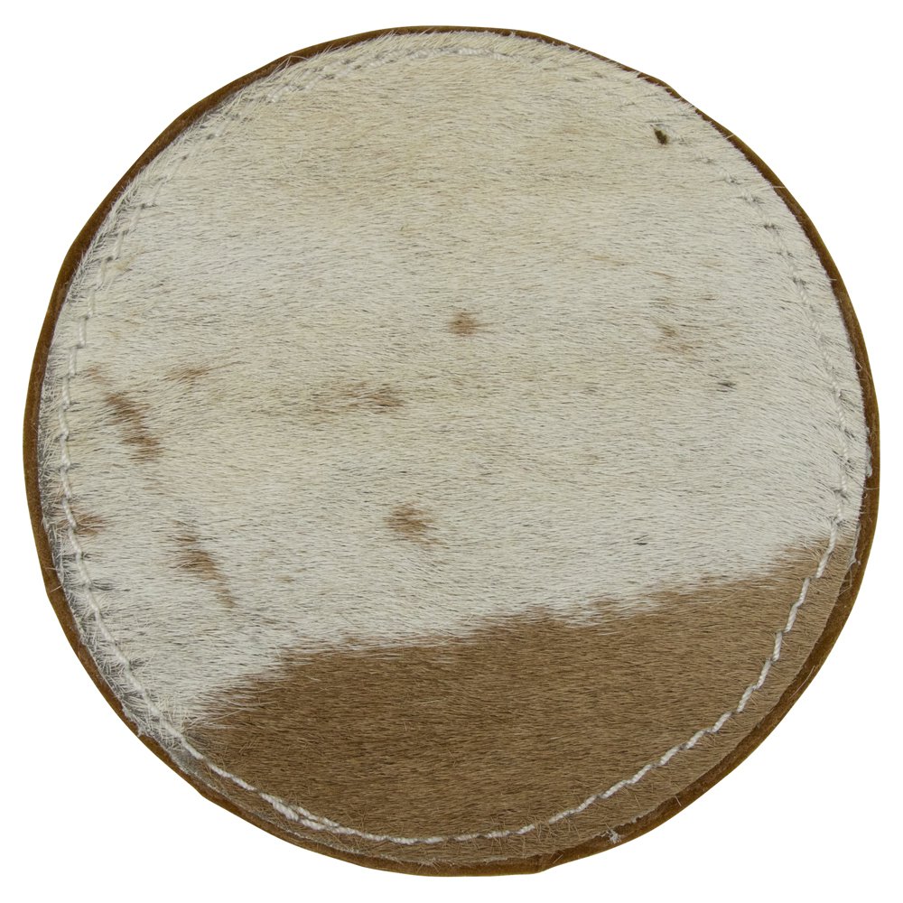 Untersetzer Rindsleder rund braun/weiß 10cm (4er-Set)