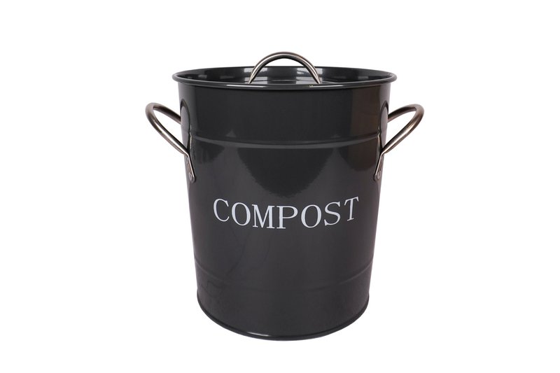 Cubo de compost de carbón lunares blancos 21x19 cm