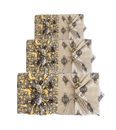 Paño para envolver regalos de tela Furoshiki, paquete de 3 paquetes de un estilo de doble cara