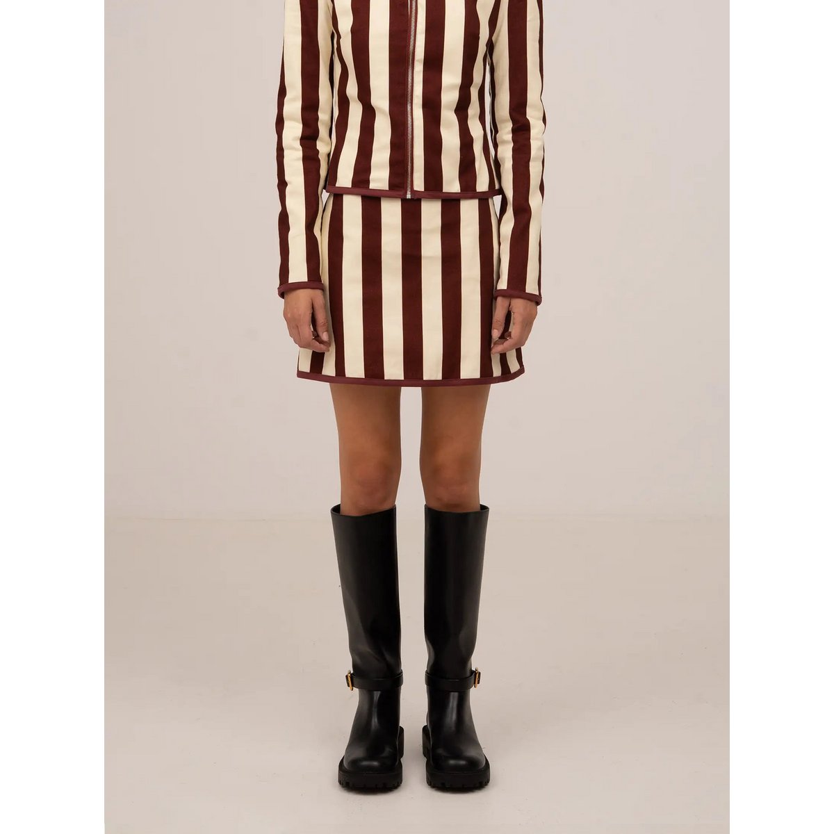 Whistle Burgundy stribet mininederdel