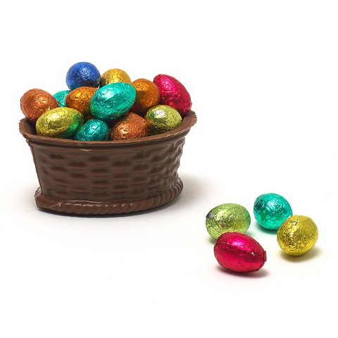 Mandje met paaseieren (melkchocolade) 280 Grs