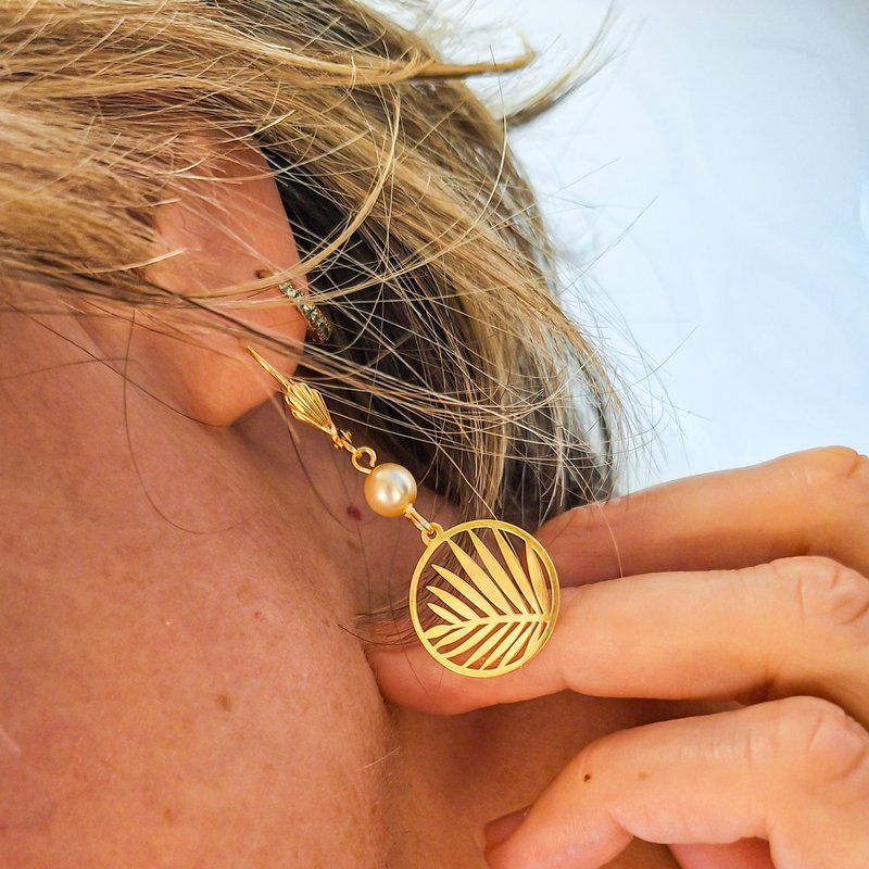 Swarovski Pearl Curls TAKILLON CREOS Palmbloem Palmbloem Golden Brass 24K Moederdag Gift Moeder Gift