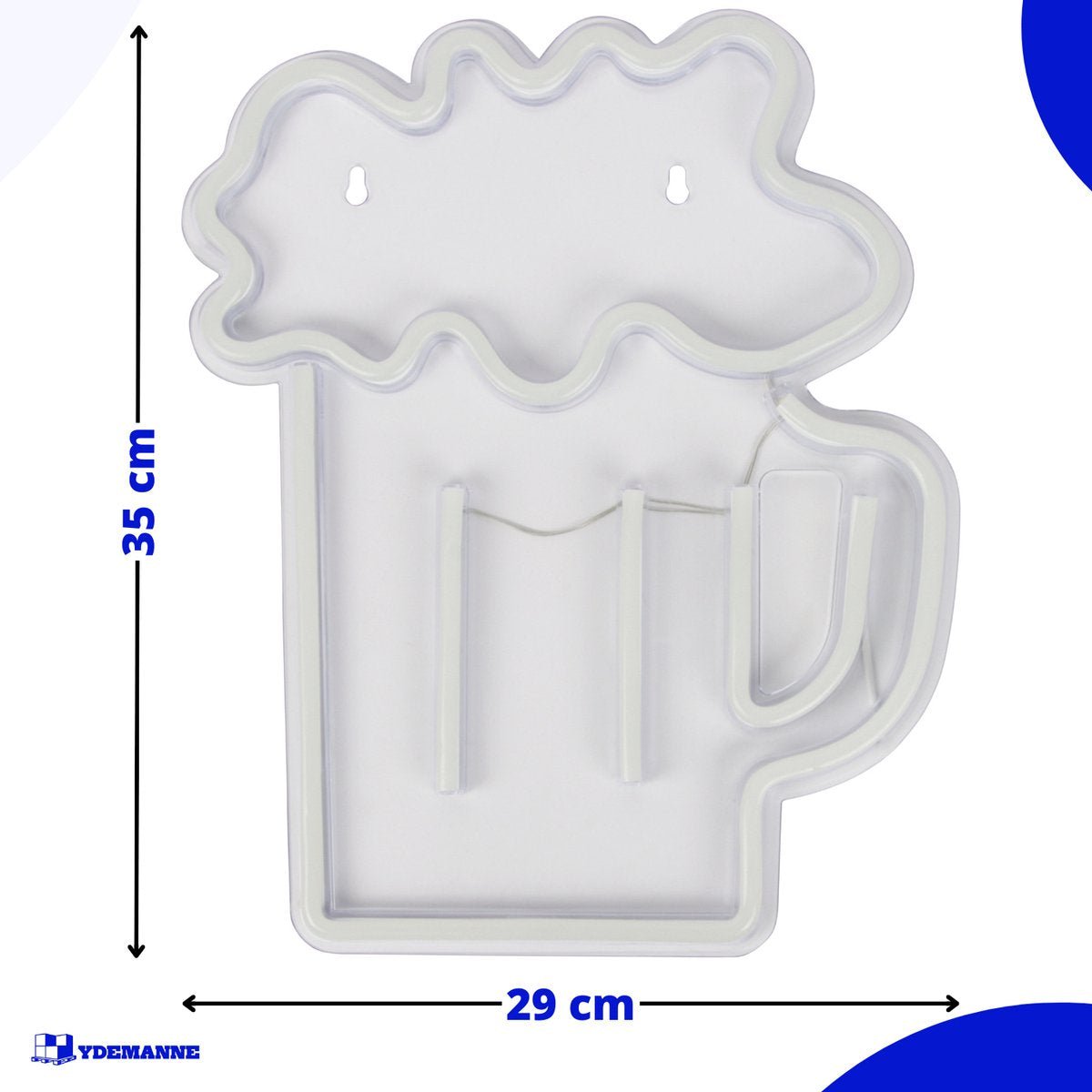 Neon Lamp - Beer Glass - Dimmable - Incl. Hanging hooks - Neon Sign - 35 x 29 cm
