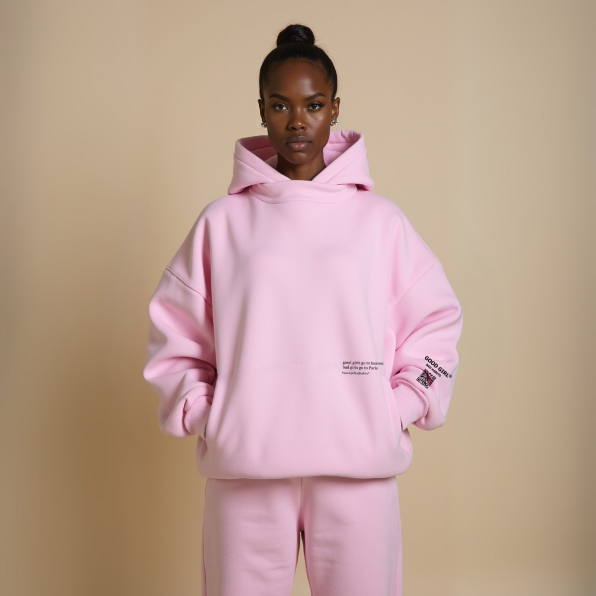 Hoodie "BAD GIRLS GO TO PARIS" - Beige