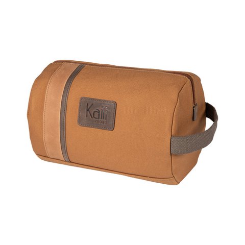 K2005UB | Kosmetiktasche aus Canvas, 100 % Baumwolle/echtes Vollnarbenleder, nackt. Lederfarbe. Seitlicher Griff. Reißverschluss. Abmessungen: 25 x 15 x 17 cm. Verpackung: TNT-Beutel