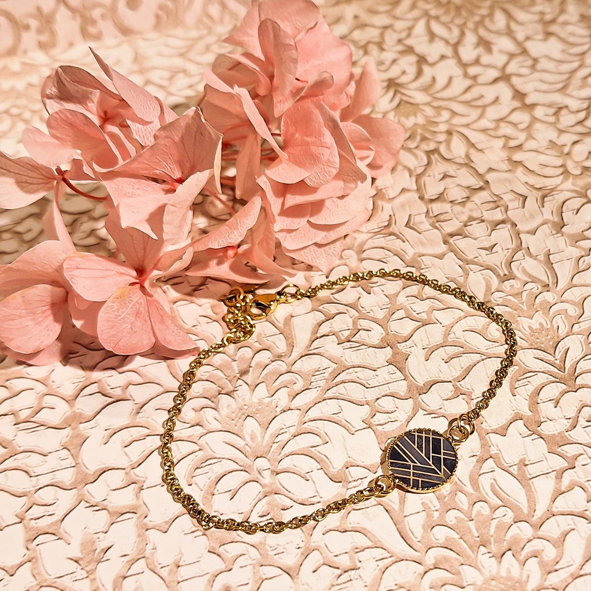 2 Braccialetti di fiori di fiori Art Deco Chaine Chevron inossidabile inossidabile inossidabile Regalo per la festa della mamma inossidabile