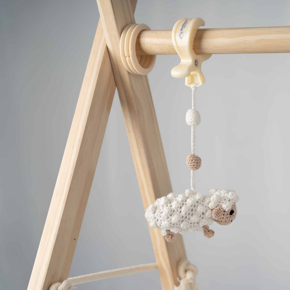 Crocheted play arch pendant sheep DOLLY in white