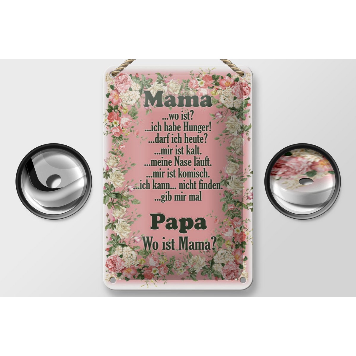 Blechschild Spruch 12x18cm Mama ich habe Hunger ist kalt Dekoration