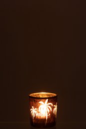 Photophore J-Line Palmier - verre - marron - petit