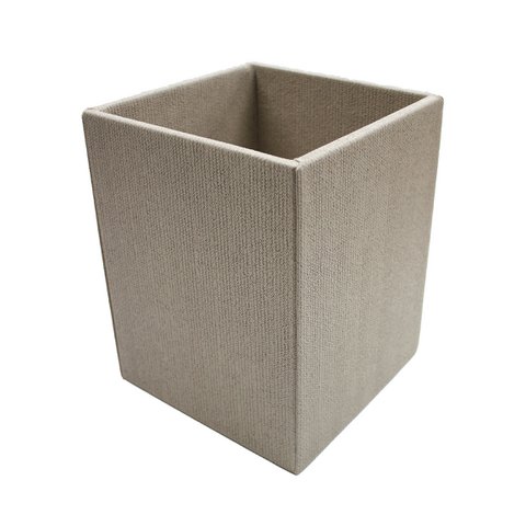 Papierkorb eckig Muster beige braun Mülleimer Kunstleder