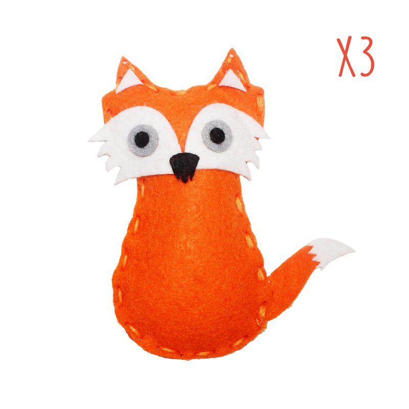 FILZ-NÄHSET 3 FÜCHSE - FOXY - 6,5 x 12 cm - 3 Stück - Verschiedene Farben