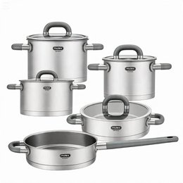 LUGANO Edelstahl Topfset 6tlg. + Stielpfanne 24 cm + Servierpfanne 24 cm