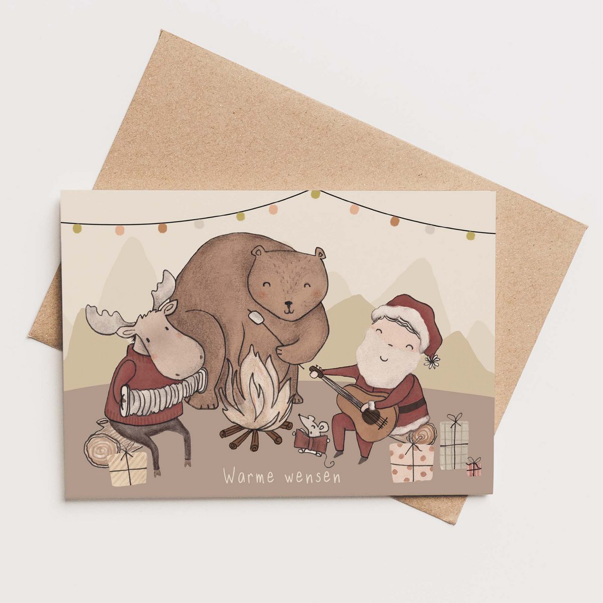 card + envelope - Christmas campfire