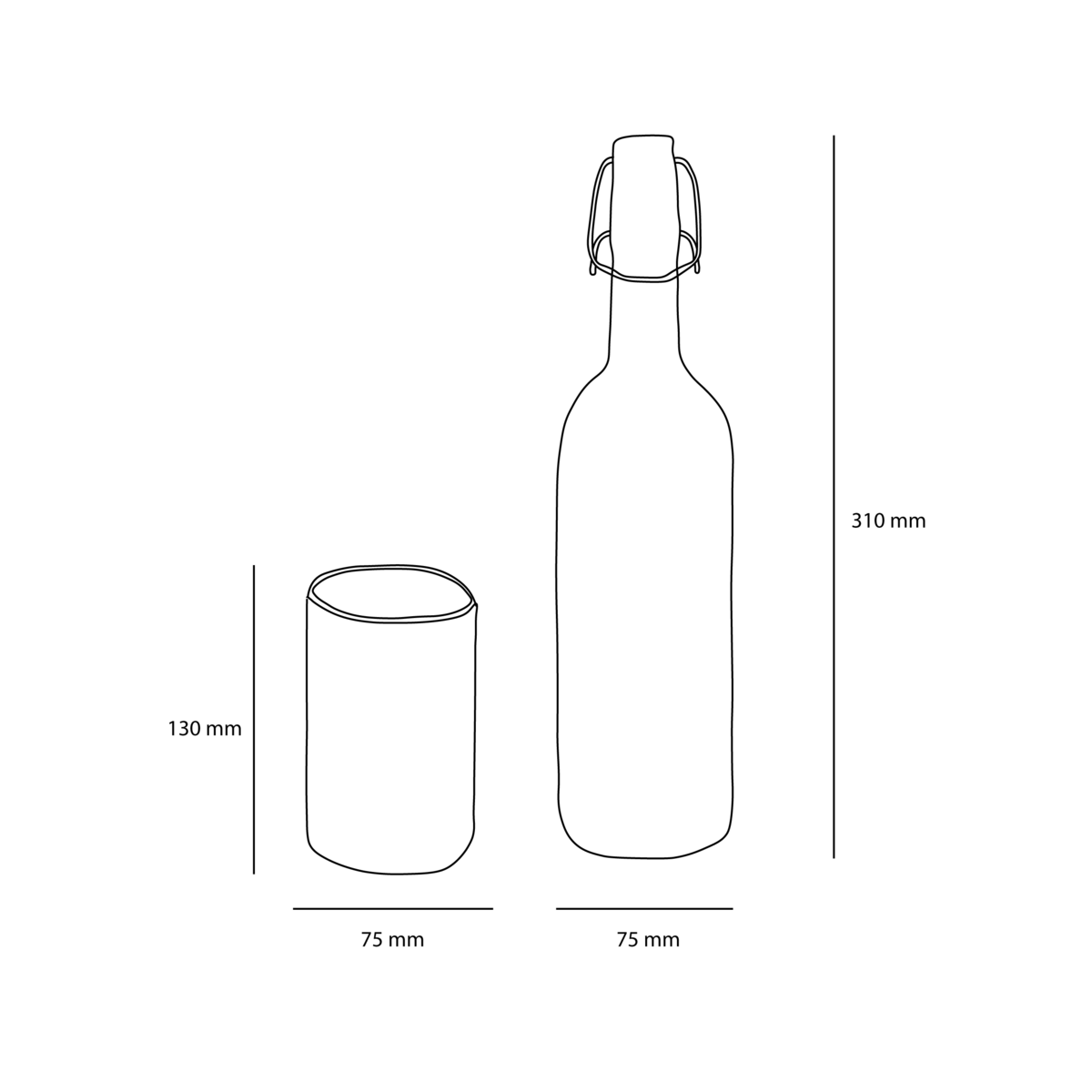 Set bottiglia d'acqua e bicchieri "H2O" (set di 2 bicchieri)