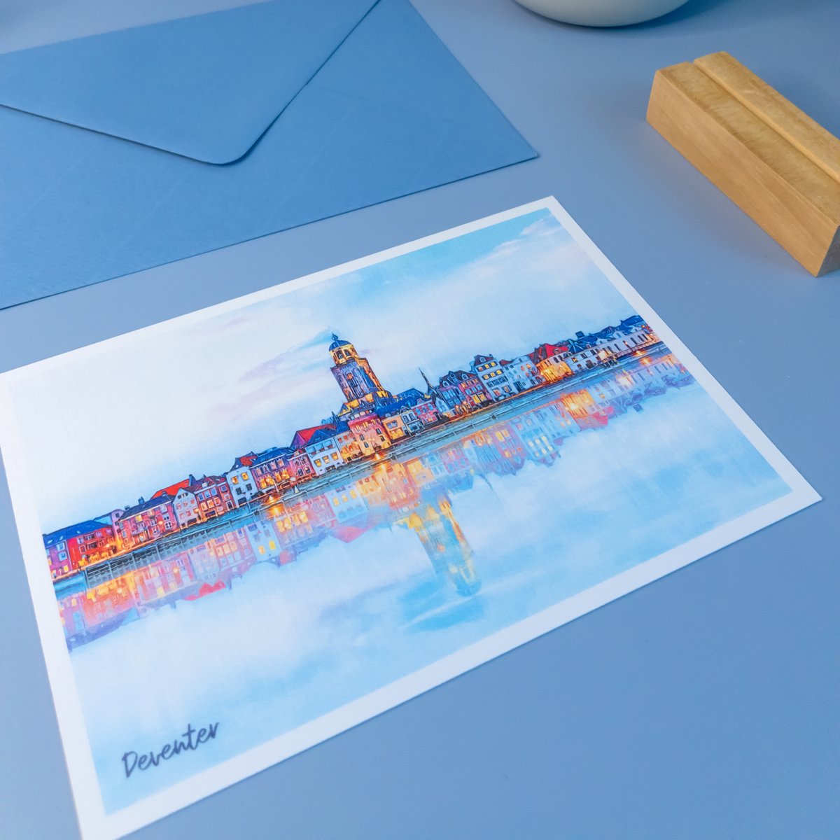 Deventer View, Pays-Bas - Carte postale A6 avec enveloppe