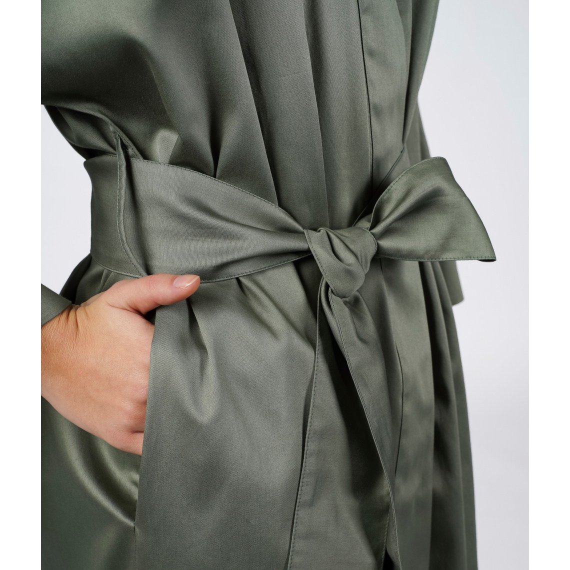Sateen kimono badekåbe massivt grønt træ